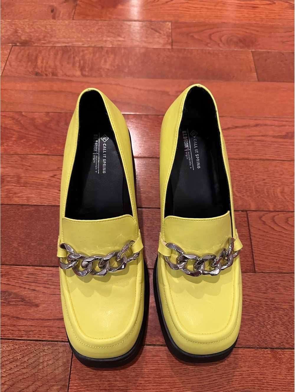 Neon Yellow Green Chunky Platform Women Loafers Size 10 Y2K